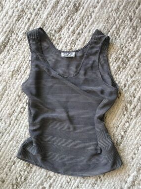 Vintage Sleeveless Black & White Striped Tank Top